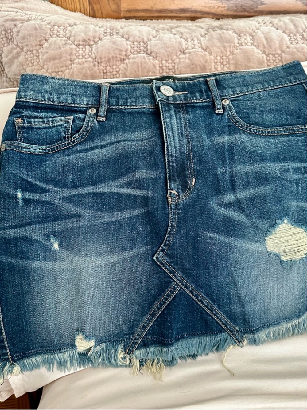 NWOT Express Vintage Distressed Denim Miniskirt size 8